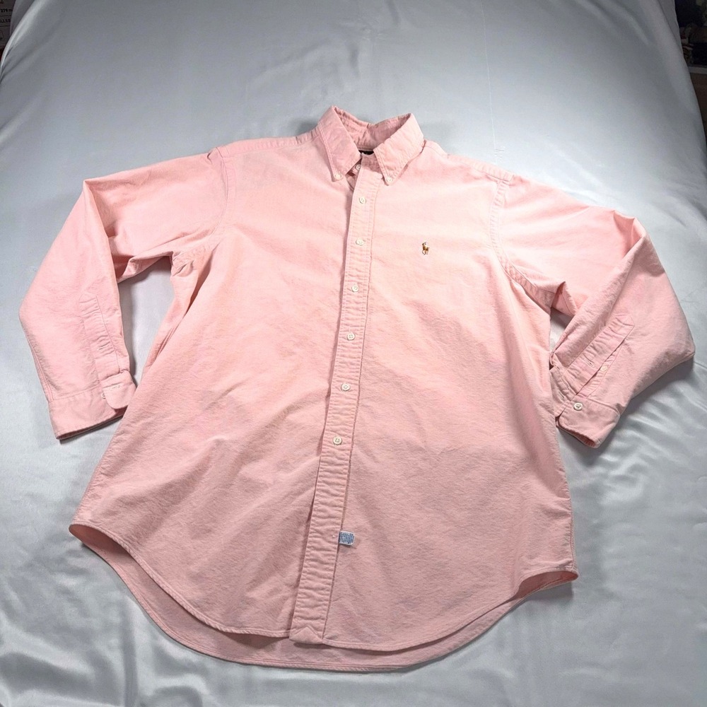 Ralph Lauren‎ Polo Shirt Men's Button Down Oxford Cotton Pink Sz 16.5-34